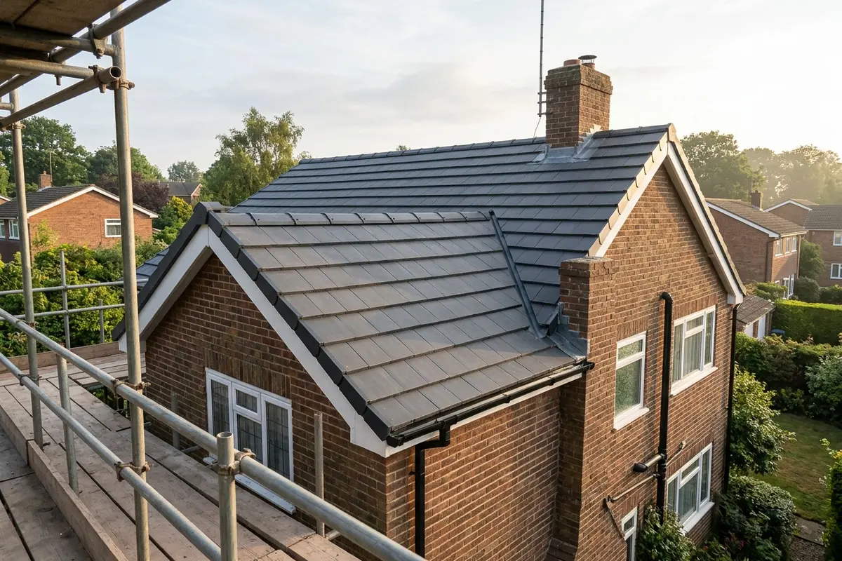 Illustration of a tiled roof