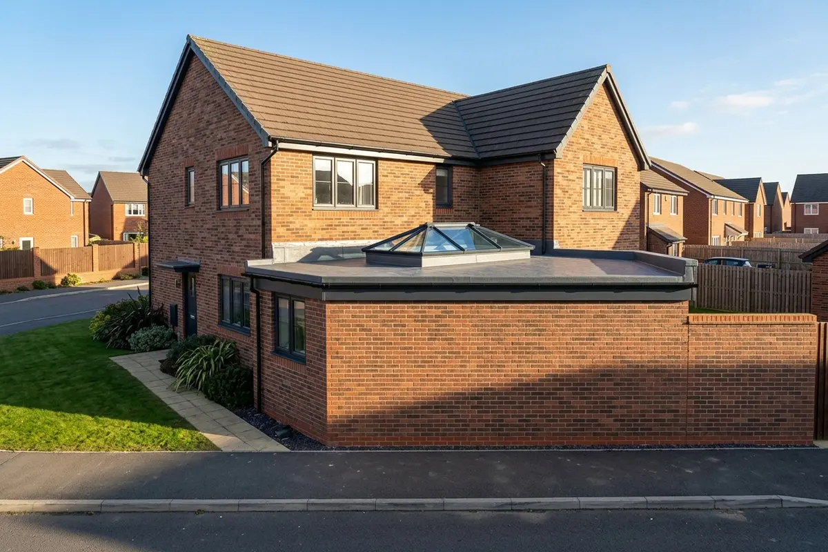 Illustration of flat roofing work